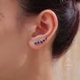 Sterling Silver Sapphire Blue Droplet Cz Cluster Crawler Earrings, thumbnail 7 of 12