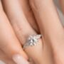 Two Ct Round Moissanite Three Stone Engagement Ring, thumbnail 1 of 9