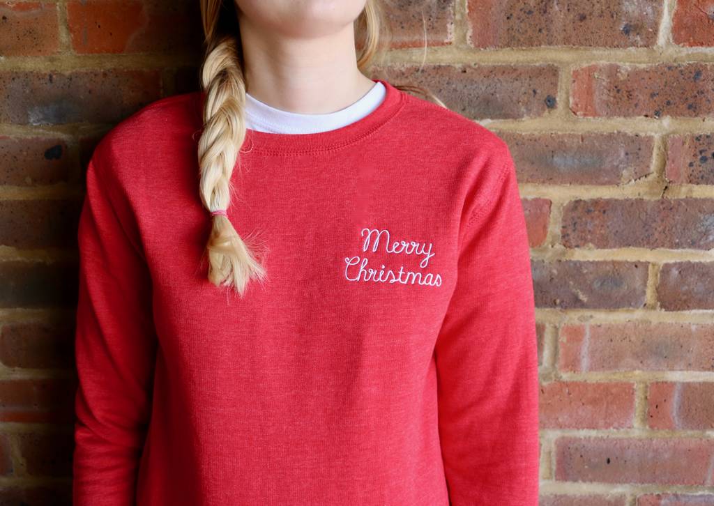 embroidered christmas sweatshirt