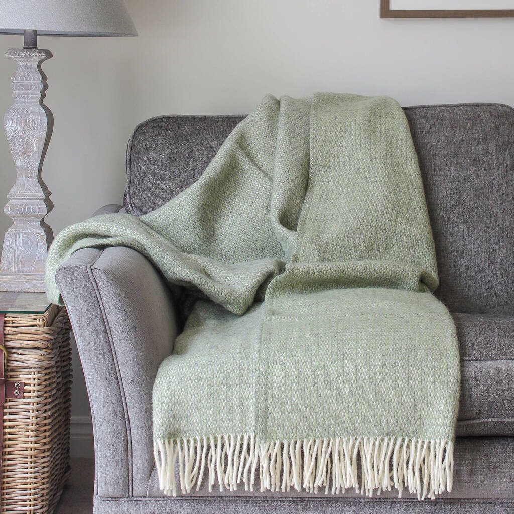 Green And Grey Woven Wool Throw, 1 of 5