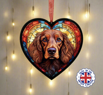 Working Cocker Spaniel Stained Glass Effect Heart Suncatcher, 4 of 5