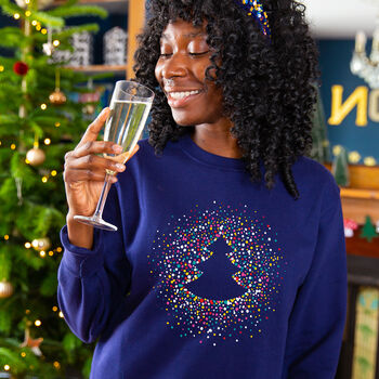 Christmas Tree Confetti Scatter Christmas Jumper Sweatshirt, 2 of 7
