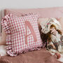 Rose Ruffle Letter Cushion Personalised Nursery Decor, thumbnail 2 of 5