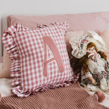 Rose Ruffle Letter Cushion Personalised Nursery Decor, 2 of 5