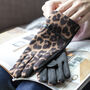 Leopards Suede Soft Fleece Lining Touch Screen Gloves, thumbnail 2 of 8