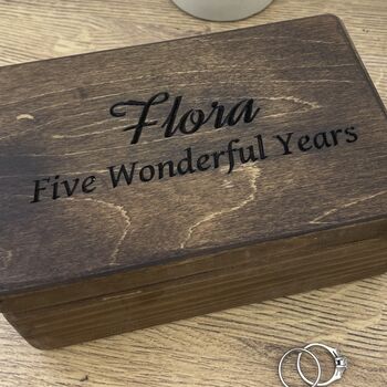 Carved Personalised Wooden Anniversary Box, 4 of 7