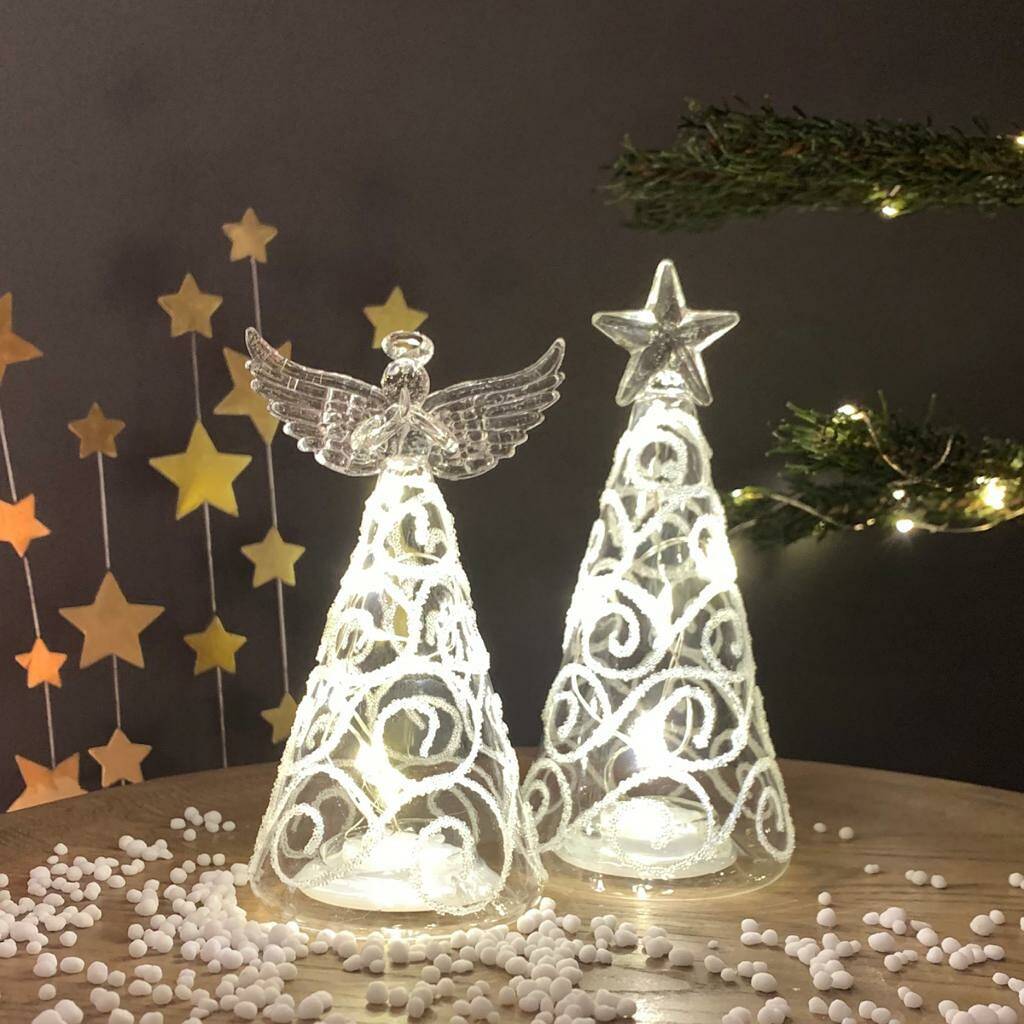 Light Up Glass Angel Hanging Decoration By Nest ...