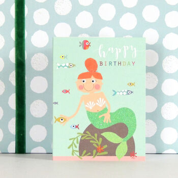 Mini Glittery Mermaid Birthday Card, 3 of 5