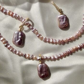 Pink Baroque Pearl Necklace, 3 of 5