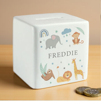 Personalised Safari Animals Money Box, 4 of 5
