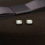 White Opal Oval Stud Earrings In Sterling Silver, thumbnail 4 of 12