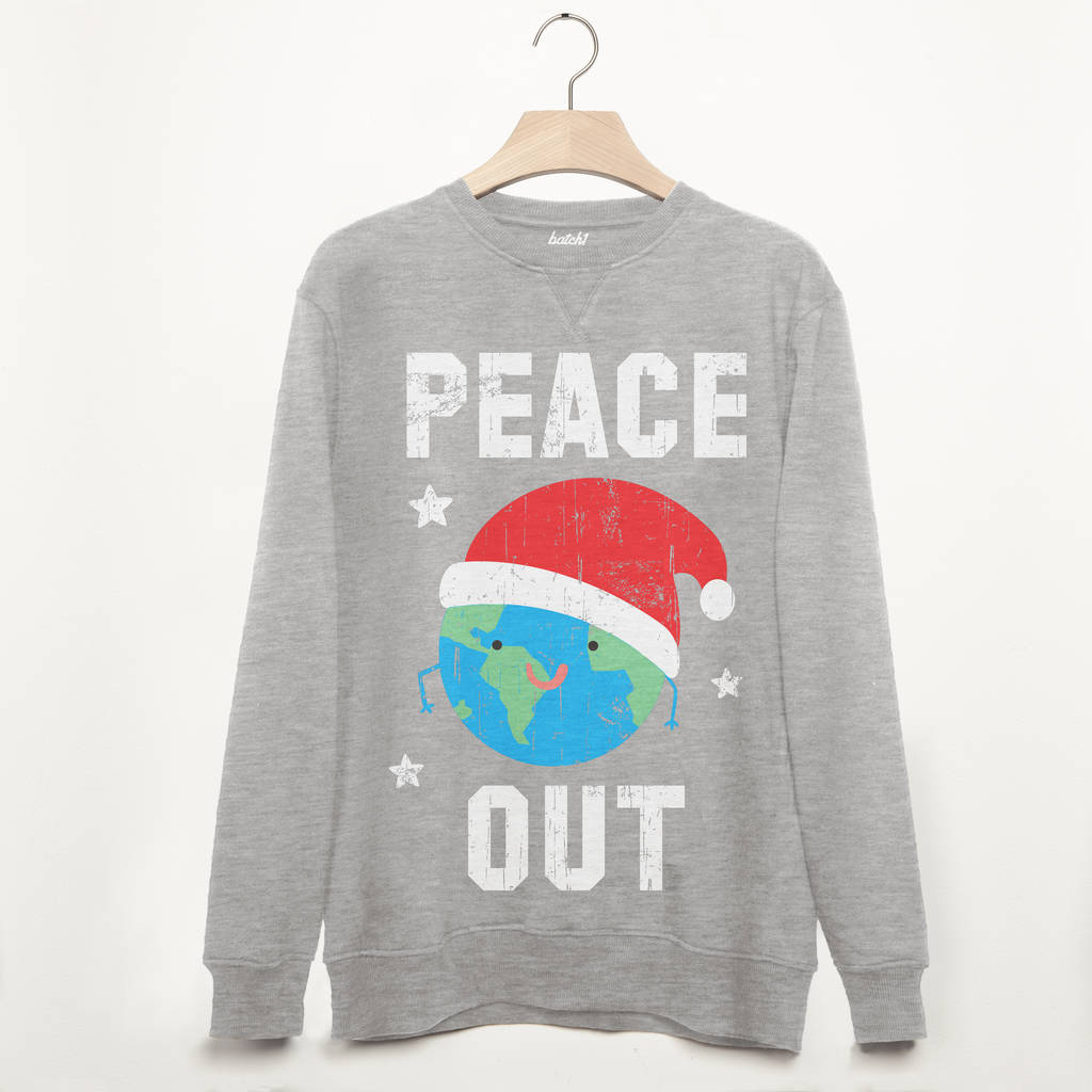 Peace Out Men's Festive Christmas Sweatshirt, 1 of 2