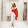 Orangey Red 100% Cashmere Travel Wrap Pashmina Shawl Gift Boxed, thumbnail 7 of 9
