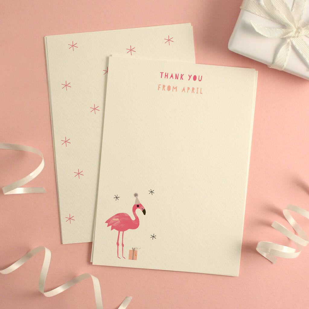 Personalised Flamingo Birthday Thank You Cards, 1 of 4