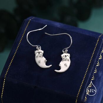 Sterling Silver Otter Drop Earrings, 5 of 10