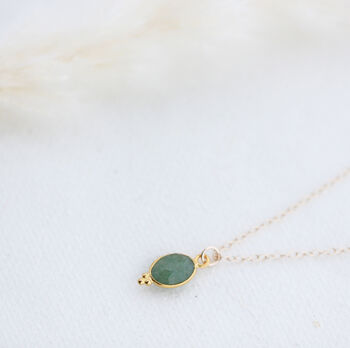 Gold Oval Dotted Gemstone Pendant Necklace, 9 of 11