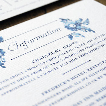 Blue China Wedding Invitations And Save The Date, 8 of 11