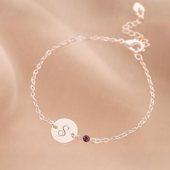Initial Disc And Mini Colette Birthstone Bracelet, 4 of 9