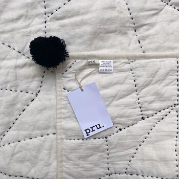 Phoebe Hand Stitched Quilted Throw Ivory And Black, 4 of 8