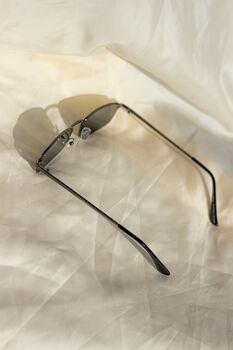 Black Rectangle Wire Frame Sunglasses, 2 of 3