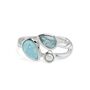 Larimar, Blue Topaz And Freshwater Pearl Trio Ring, thumbnail 5 of 7