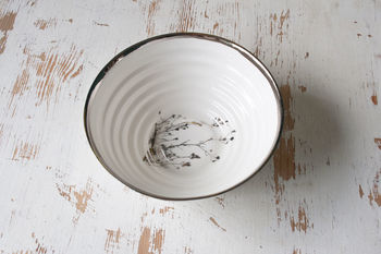 Porcelain Serving Bowl With Winter Twig Drawing, 5 of 12