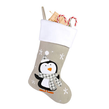 Personalised Grey Penguin Christmas Stocking, 2 of 3