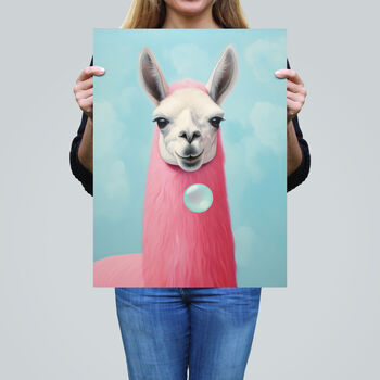 Llama Bubbles Fun Vibrant Animal Pink Wall Art Print, 2 of 6