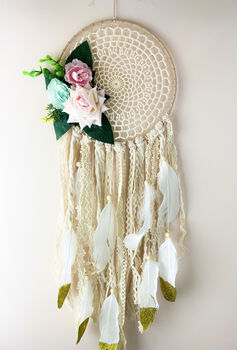 White And Floral Dream Catcher For Room Decor Gift For Wedding, 5 of 7