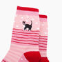 Embroidered Cat Combed Cotton Socks In Pink, thumbnail 2 of 4