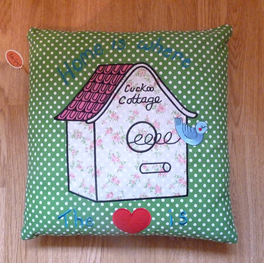 Embroidered Cuckoo Clock Cushion Cover