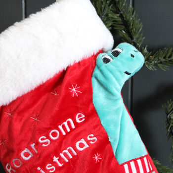 Personalised Plush Dinosaur Christmas Stocking, 3 of 4