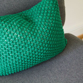 Hand Knit Textured Cushion In Emerald, 2 of 5