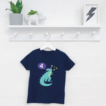 Kids Personalised Dinosaur T Rex Birthday T Shirt, 3 of 5