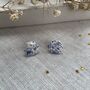 Blue Floral Ceramic Hexagon Earrings Vintage Blue, thumbnail 8 of 11
