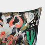 Abstract Floral Velvet Cushion, Black, thumbnail 3 of 5