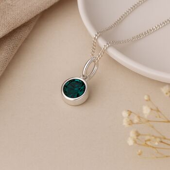 Personalised Emerald Birthstone Necklace In Sterling Silver, 4 of 11
