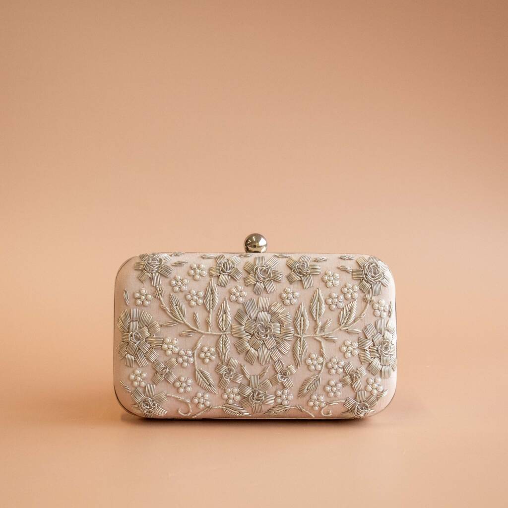 Pink and silver clutch bag hot sale