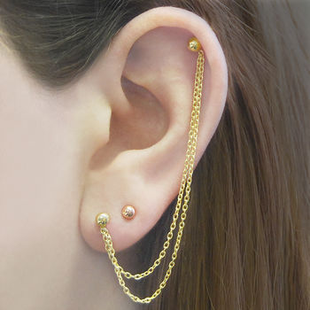 double ball chain earrings