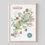 A3 Illustrated Cotswolds Map Art Print, thumbnail 1 of 4