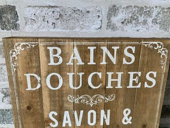 French Bathroom Sign Wooden Wc Plaque French Home Décor, 3 of 7