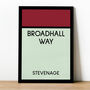 Broadhall Way Monopoly Stevenage Football Print, thumbnail 1 of 2