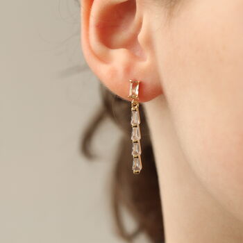 Art Deco Baguette Diamond Drop Earrings, 2 of 6