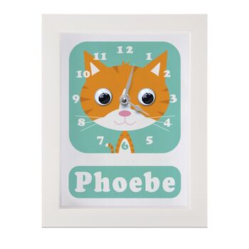 Personalised Childrens Ginger Cat Clock, 6 of 9