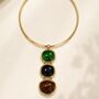 Gold Triple Faux Gem Pendant Collar Necklace, thumbnail 2 of 3