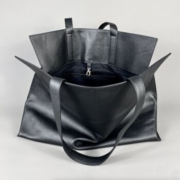 Extra Large Half Meter Black Leather Carry All Tote Bag, 5 of 9