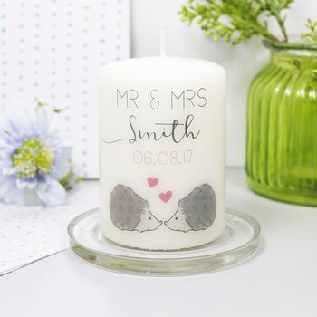 Personalised Hedgehog Wedding Candle, 2 of 5
