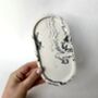 White Monochrome Marbled Abstract Curved Trinket Tray, thumbnail 4 of 5