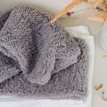 Luxury Grey Teddy Fleece Scarf, 4 of 4