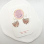 Pink Art Deco Fan Huggie Hoop Drop Earrings, thumbnail 6 of 10